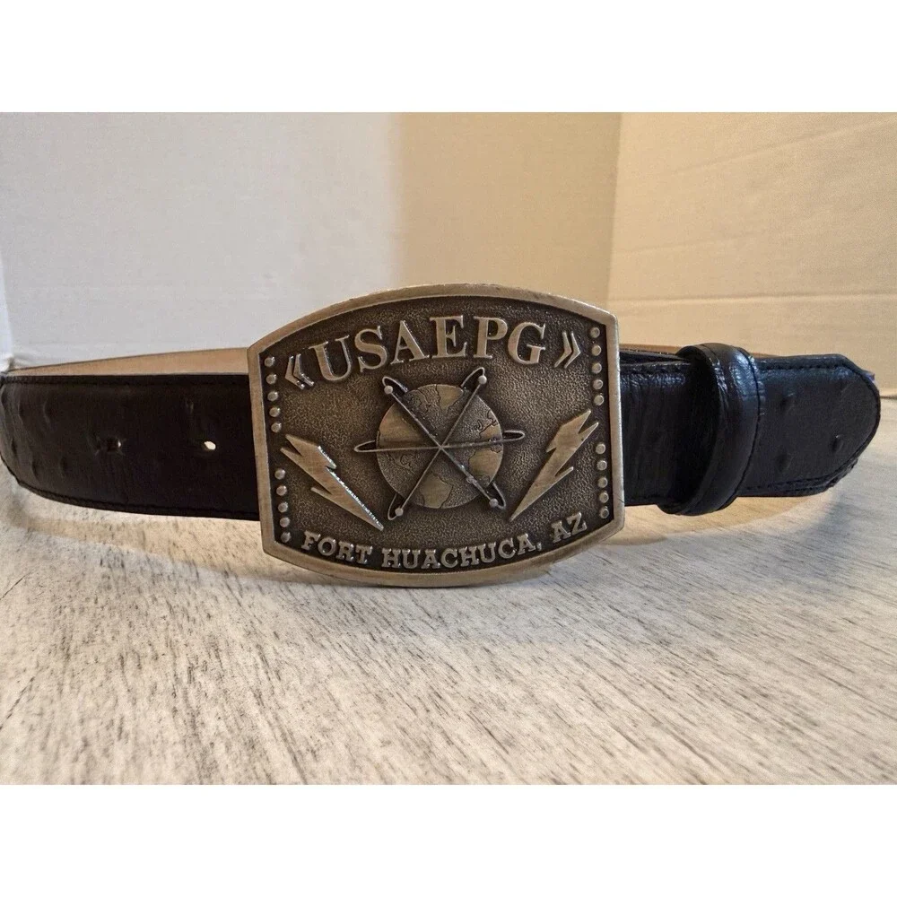 Vintage US Army USAEPG Fort Huachuca AZ Pewter Belt Buckle Walter Cribbins LTD